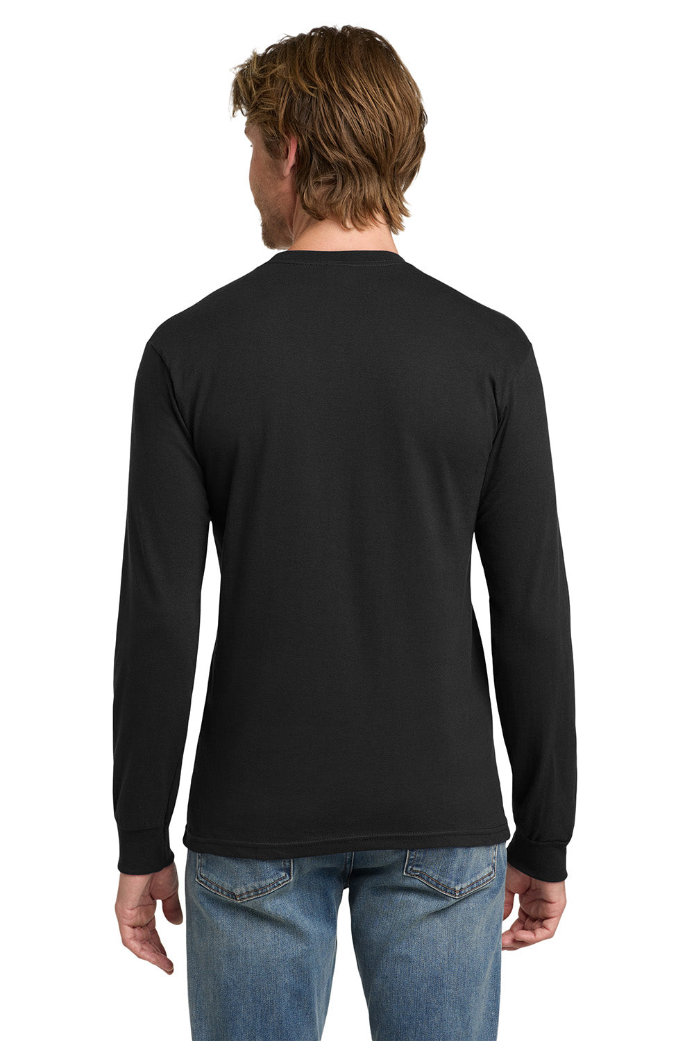 Gildan H400 Mens Hammer Long Sleeve Crewneck T-Shirt Black Model Back