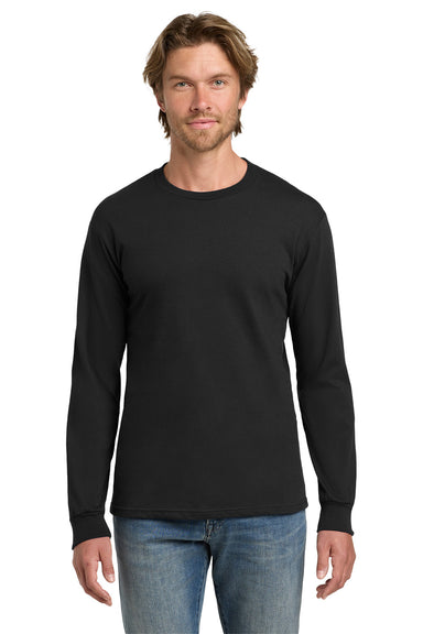 Gildan H400 Mens Hammer Long Sleeve Crewneck T-Shirt Black Model Front