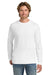 Gildan H400 Mens Hammer Long Sleeve Crewneck T-Shirt White Model Front