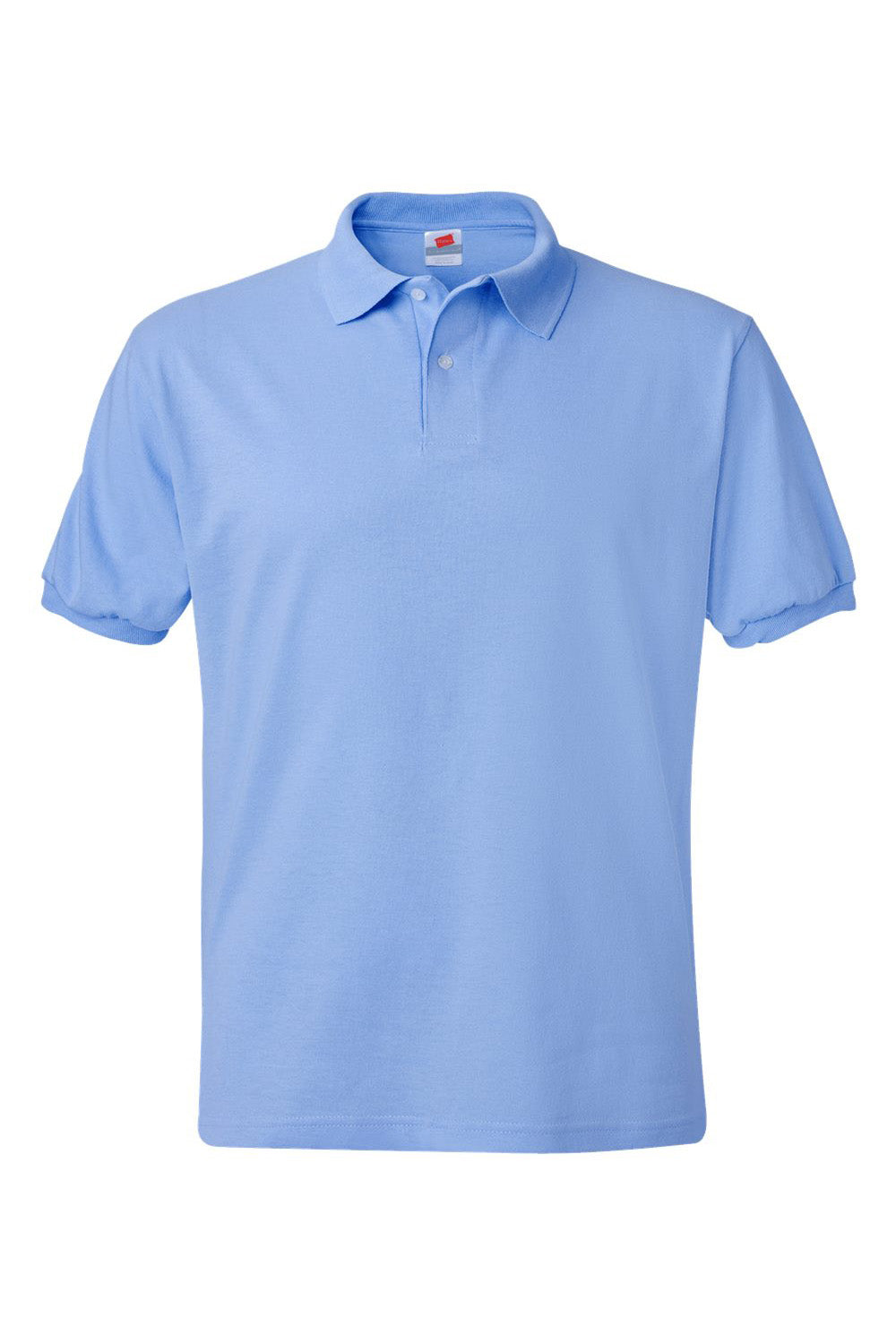 Hanes 054X/054 Mens EcoSmart Short Sleeve Polo Shirt Light Blue Flat Front