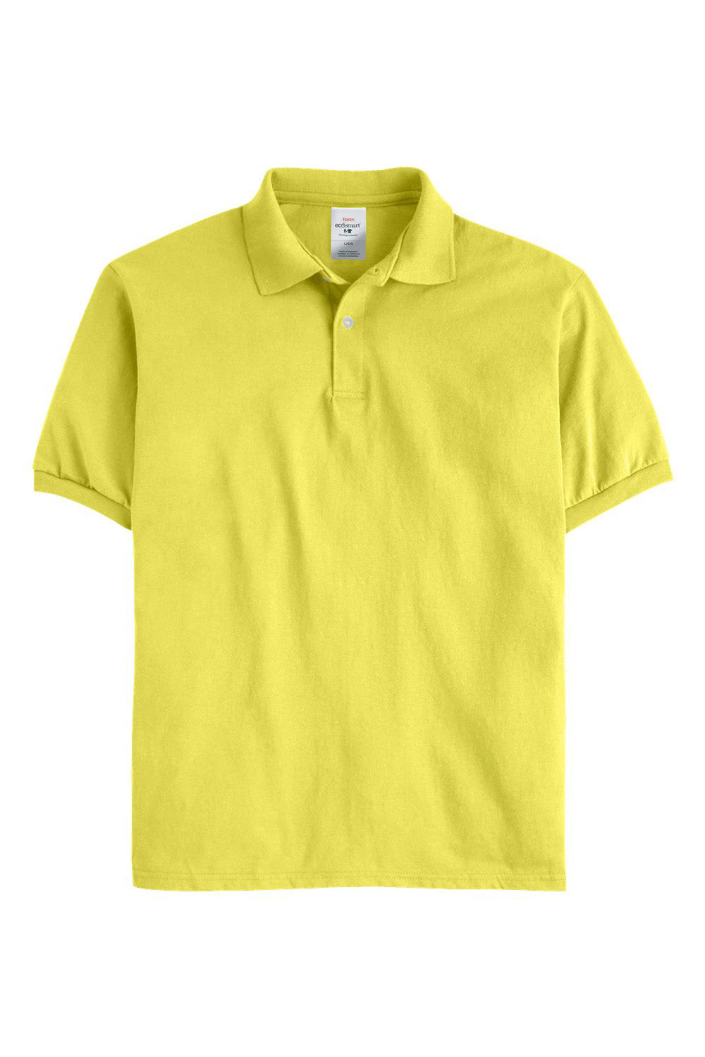 Hanes 054X/054 Mens EcoSmart Short Sleeve Polo Shirt Yellow Flat Front