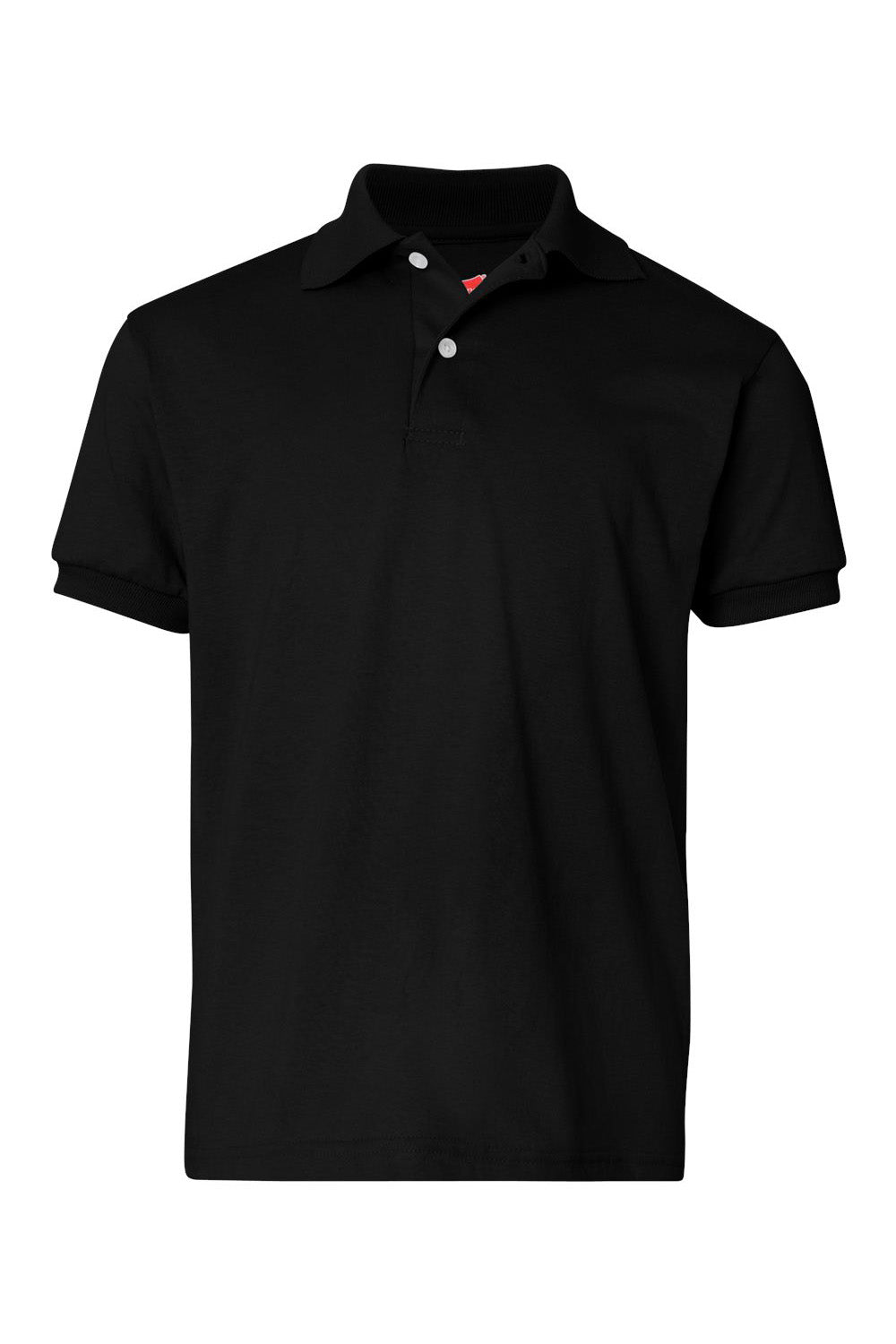 Hanes 054Y Youth EcoSmart Short Sleeve Polo Shirt Black Flat Front