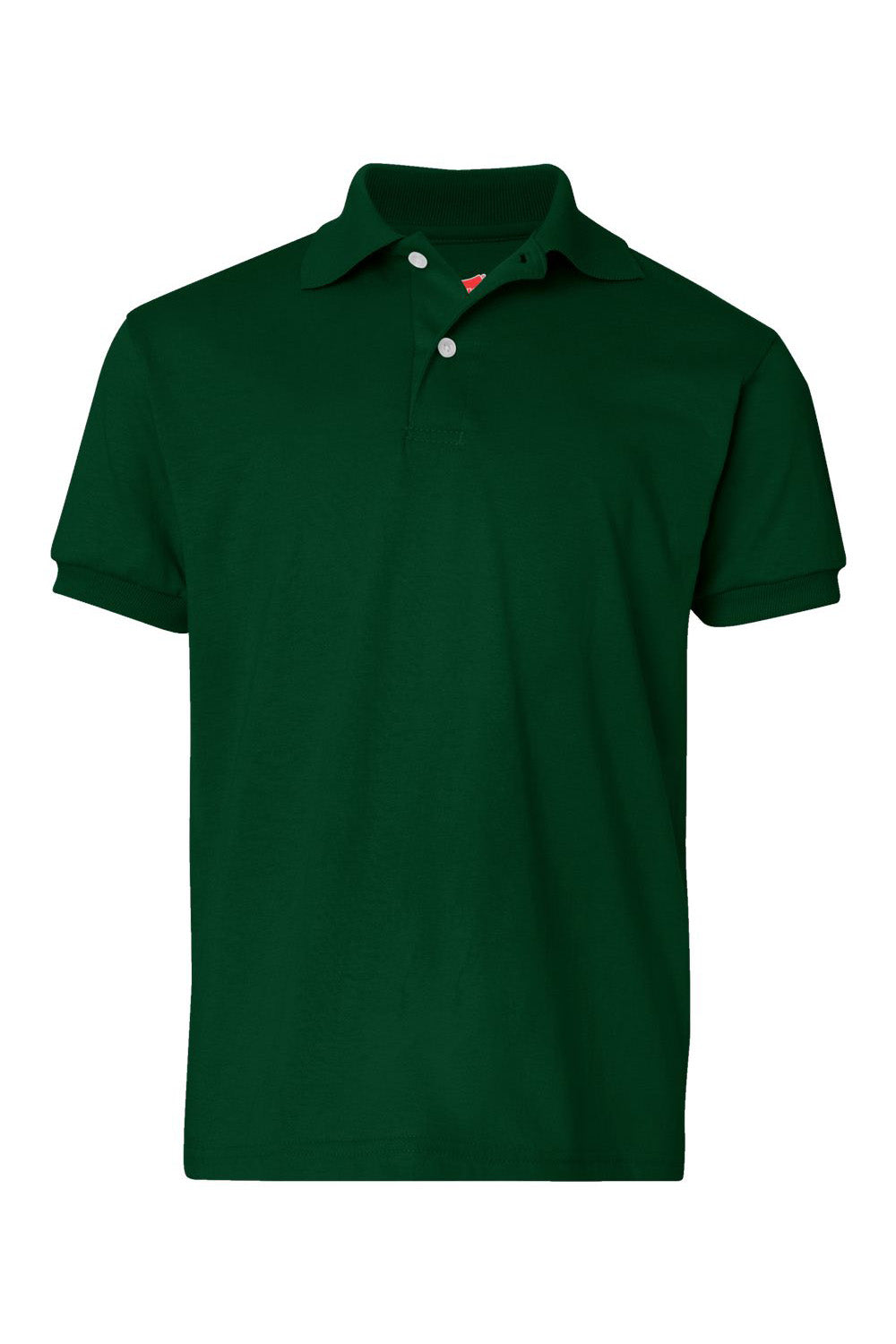 Hanes 054Y Youth EcoSmart Short Sleeve Polo Shirt Deep Forest Green Flat Front