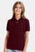 Hanes 054Y Youth EcoSmart Short Sleeve Polo Shirt Maroon Model Front