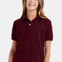 Hanes Youth EcoSmart Short Sleeve Polo Shirt - Maroon