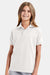 Hanes 054Y Youth EcoSmart Short Sleeve Polo Shirt White Model Front