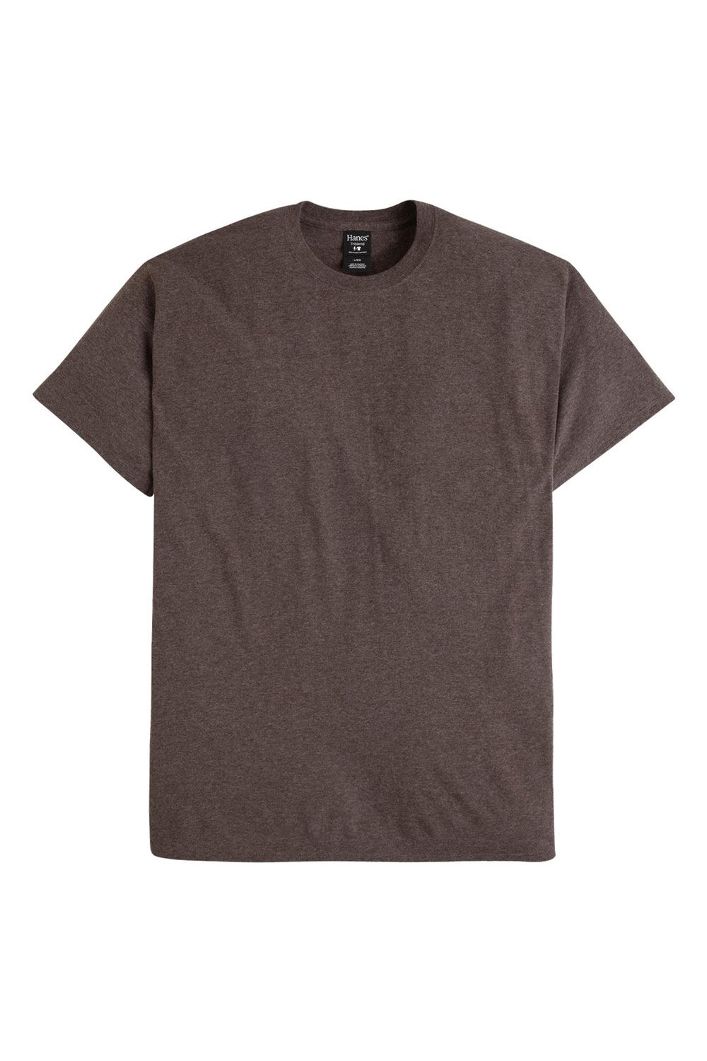 Hanes 42TB Mens X-Temp FreshIQ Moisture Wicking Short Sleeve Crewneck T-Shirt Heather Dark Chocolate Brown Flat Front