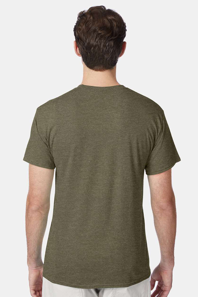 Hanes 42TB Mens X-Temp FreshIQ Moisture Wicking Short Sleeve Crewneck T-Shirt Military Green Model Back