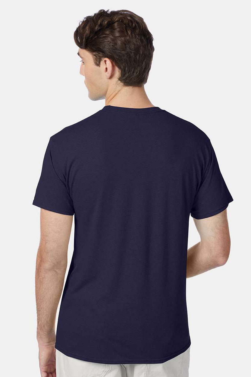 Hanes 42TB Mens X-Temp FreshIQ Moisture Wicking Short Sleeve Crewneck T-Shirt Navy Blue Model Back