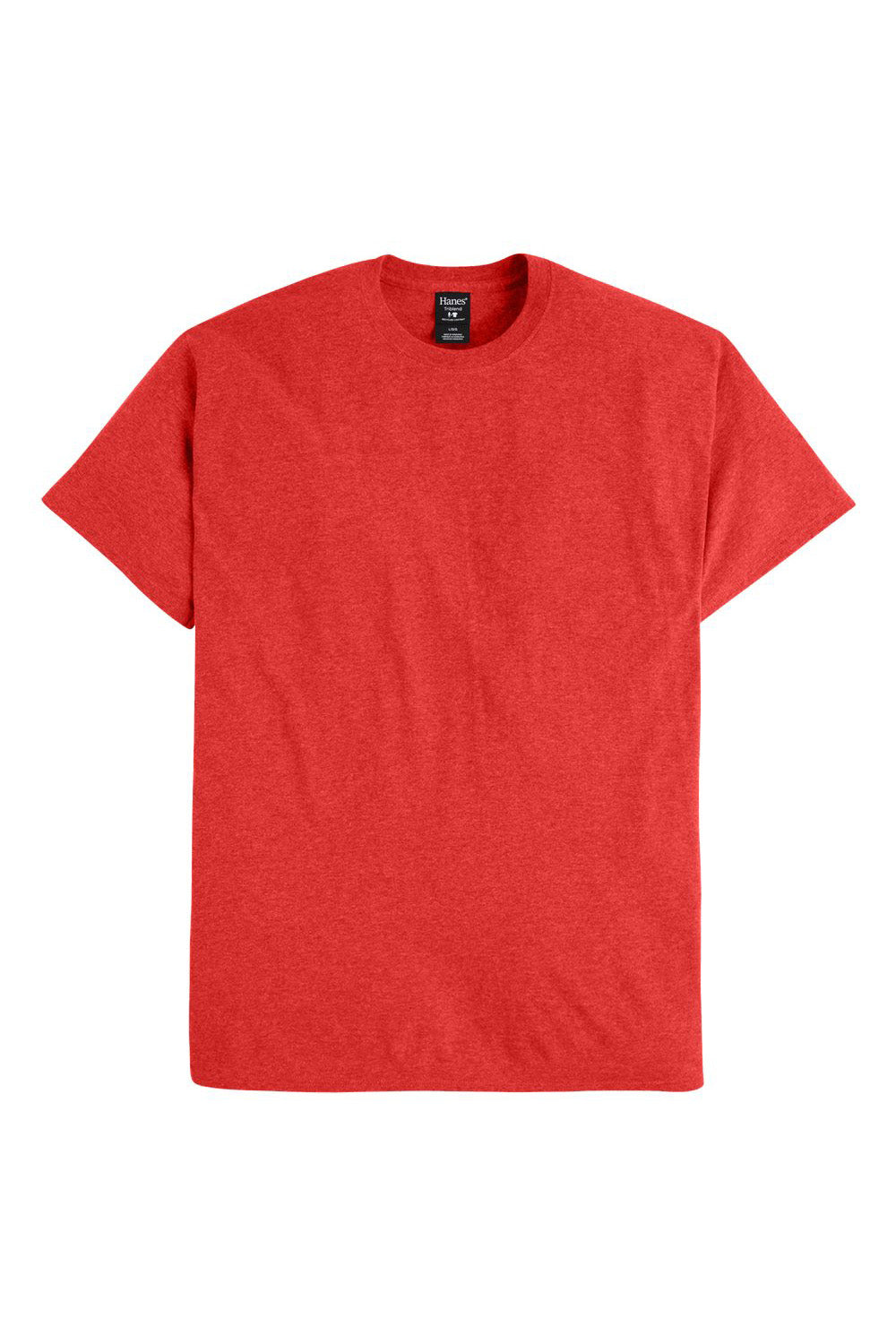 Hanes 42TB Mens X-Temp FreshIQ Moisture Wicking Short Sleeve Crewneck T-Shirt Heather Poppy Red Flat Front