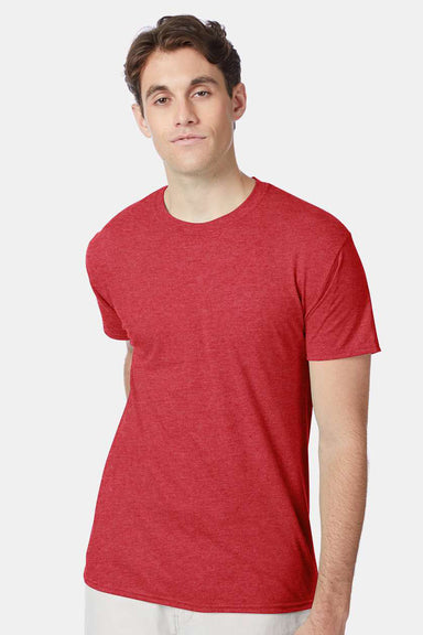 Hanes 42TB Mens X-Temp FreshIQ Moisture Wicking Short Sleeve Crewneck T-Shirt Red Model Front