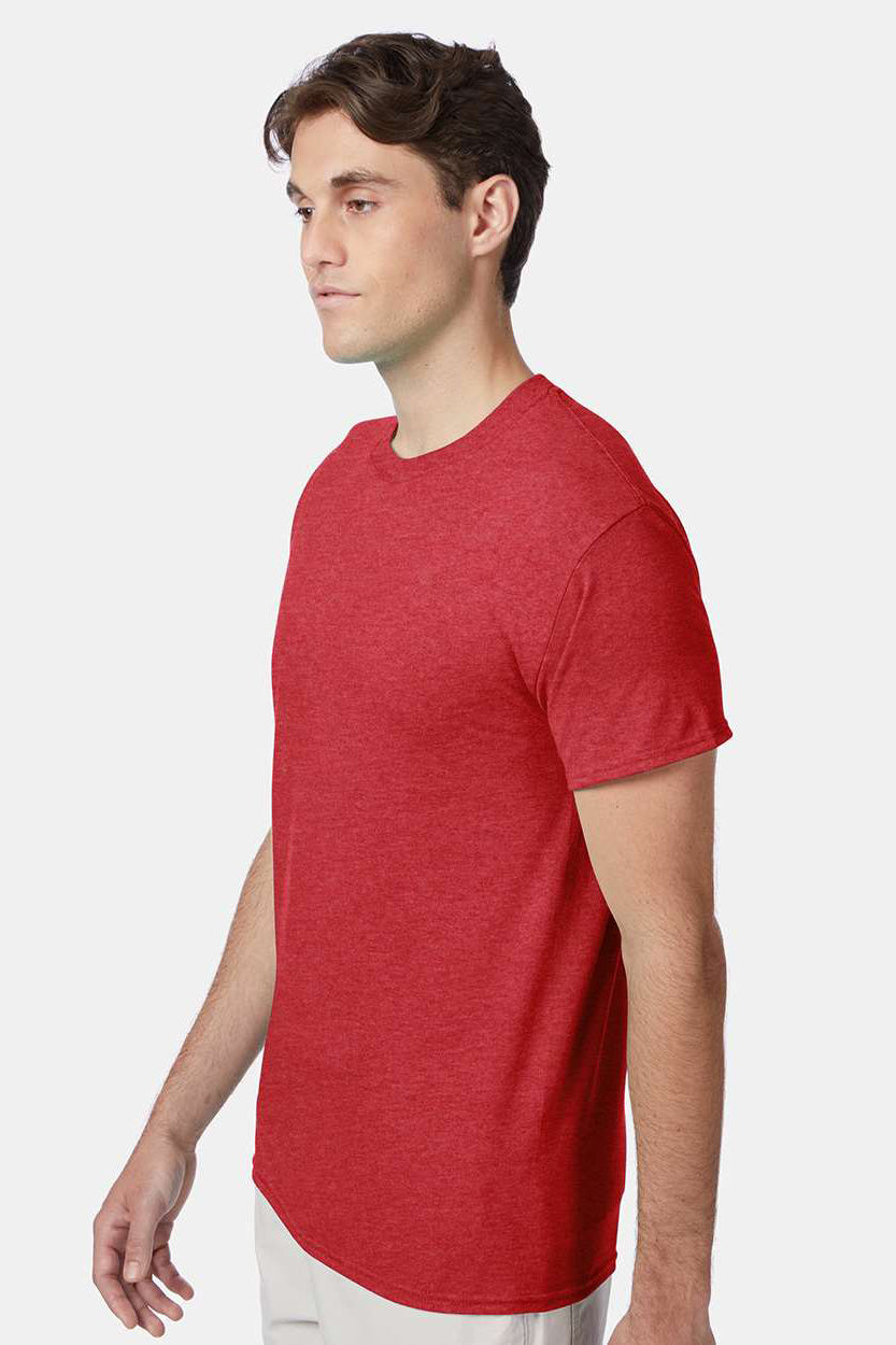 Hanes 42TB Mens X-Temp FreshIQ Moisture Wicking Short Sleeve Crewneck T-Shirt Red Model Side