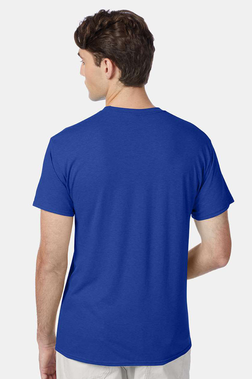 Hanes 42TB Mens X-Temp FreshIQ Moisture Wicking Short Sleeve Crewneck T-Shirt Royal Blue Model Back