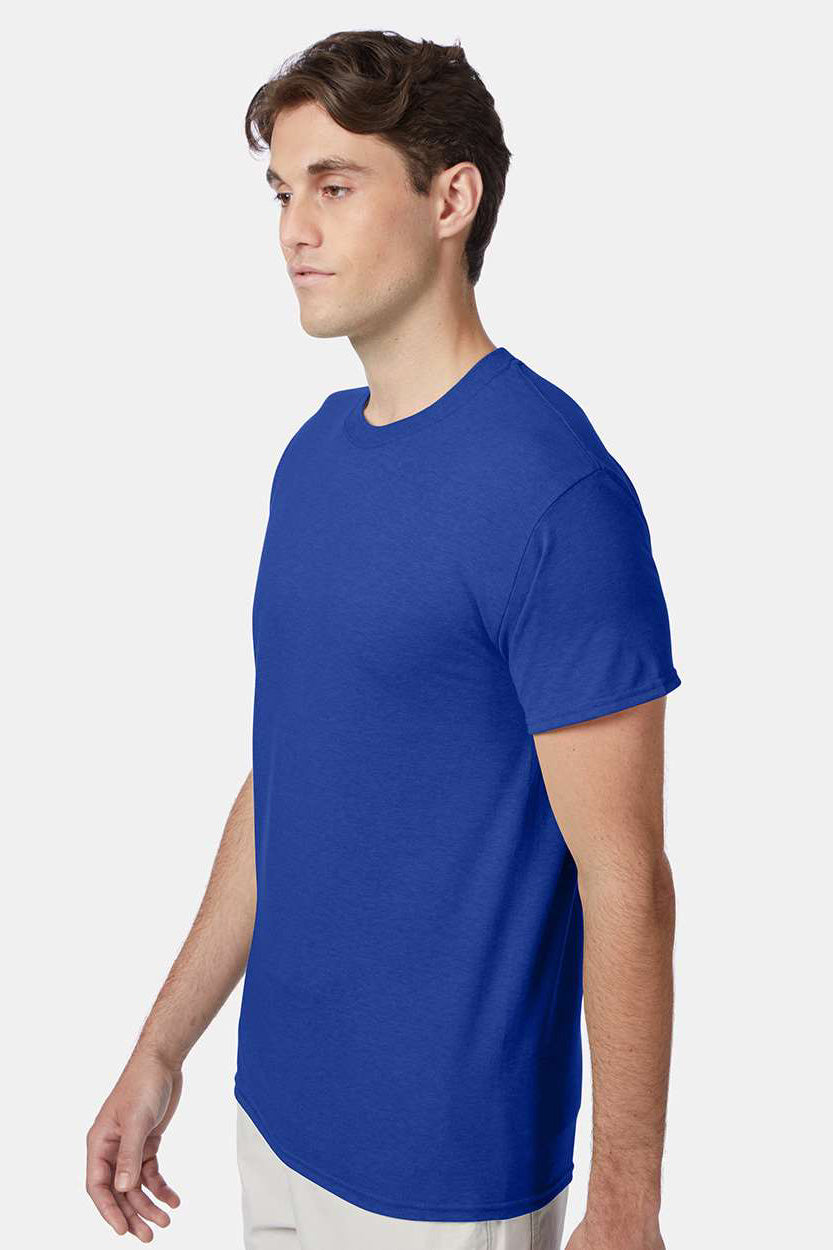 Hanes 42TB Mens X-Temp FreshIQ Moisture Wicking Short Sleeve Crewneck T-Shirt Royal Blue Model Side