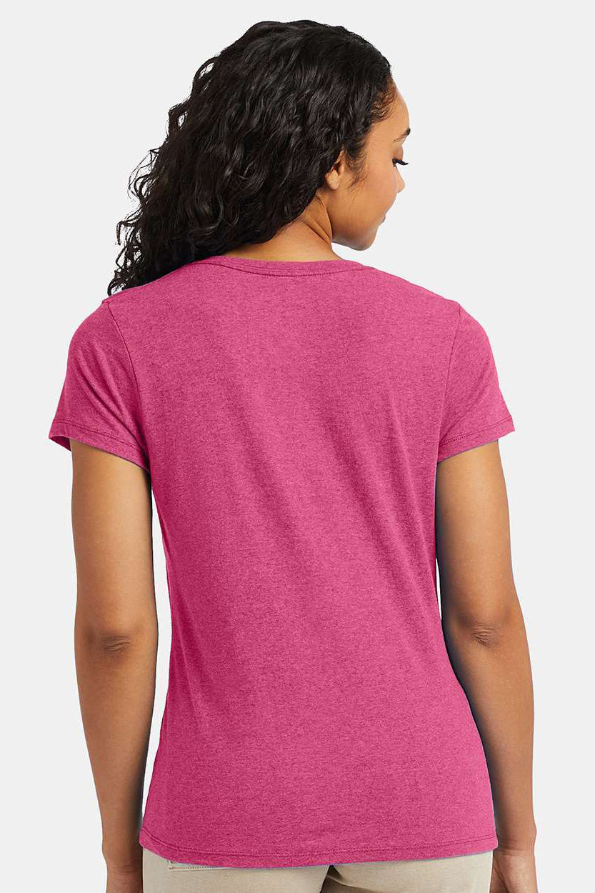 Hanes 42VT Womens X-Temp FreshIQ Moisture Wicking Short Sleeve V-Neck T-Shirt Jazzberry Pink Model Back