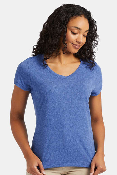 Hanes 42VT Womens X-Temp FreshIQ Moisture Wicking Short Sleeve V-Neck T-Shirt Royal Blue Model Front