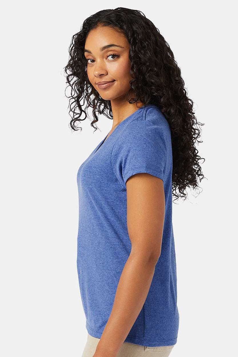 Hanes 42VT Womens X-Temp FreshIQ Moisture Wicking Short Sleeve V-Neck T-Shirt Royal Blue Model Side