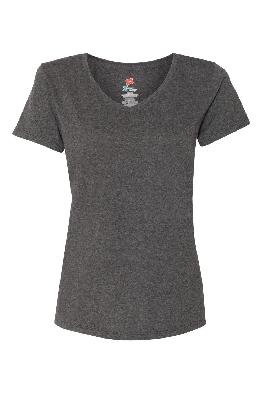 Hanes 42VT Womens X-Temp FreshIQ Moisture Wicking Short Sleeve V-Neck T-Shirt Slate Grey Flat Front