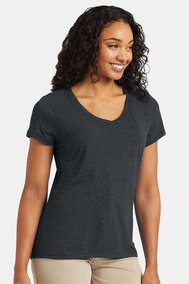 Hanes 42VT Womens X-Temp FreshIQ Moisture Wicking Short Sleeve V-Neck T-Shirt Slate Grey Model Front