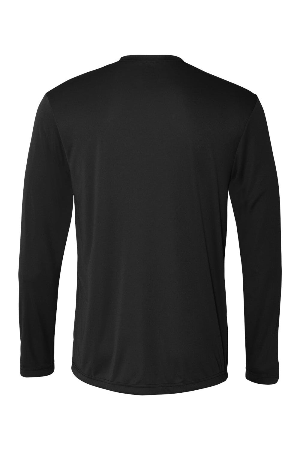 Hanes 482L Mens Cool DRI FreshIQ Moisture Wicking Long Sleeve Crewneck T-Shirt Black Flat Back