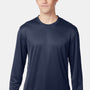 Hanes Mens Cool DRI FreshIQ Moisture Wicking Long Sleeve Crewneck T-Shirt - Navy Blue