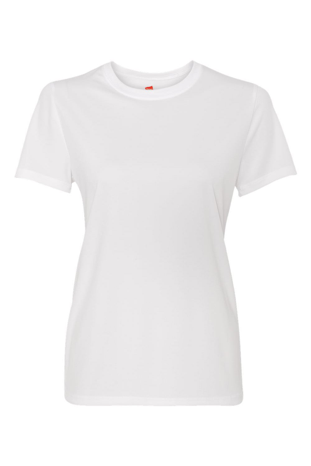 Hanes 4830 Womens Cool DRI FreshIQ Moisture Wicking Short Sleeve Crewneck T-Shirt White Flat Front