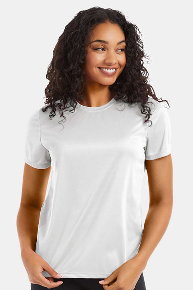 Hanes 4830 Womens Cool DRI FreshIQ Moisture Wicking Short Sleeve Crewneck T-Shirt White Model Front