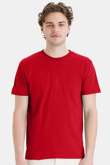 Hanes 4980 Mens Nano-T Short Sleeve Crewneck T-Shirt Athletic Red Model Front