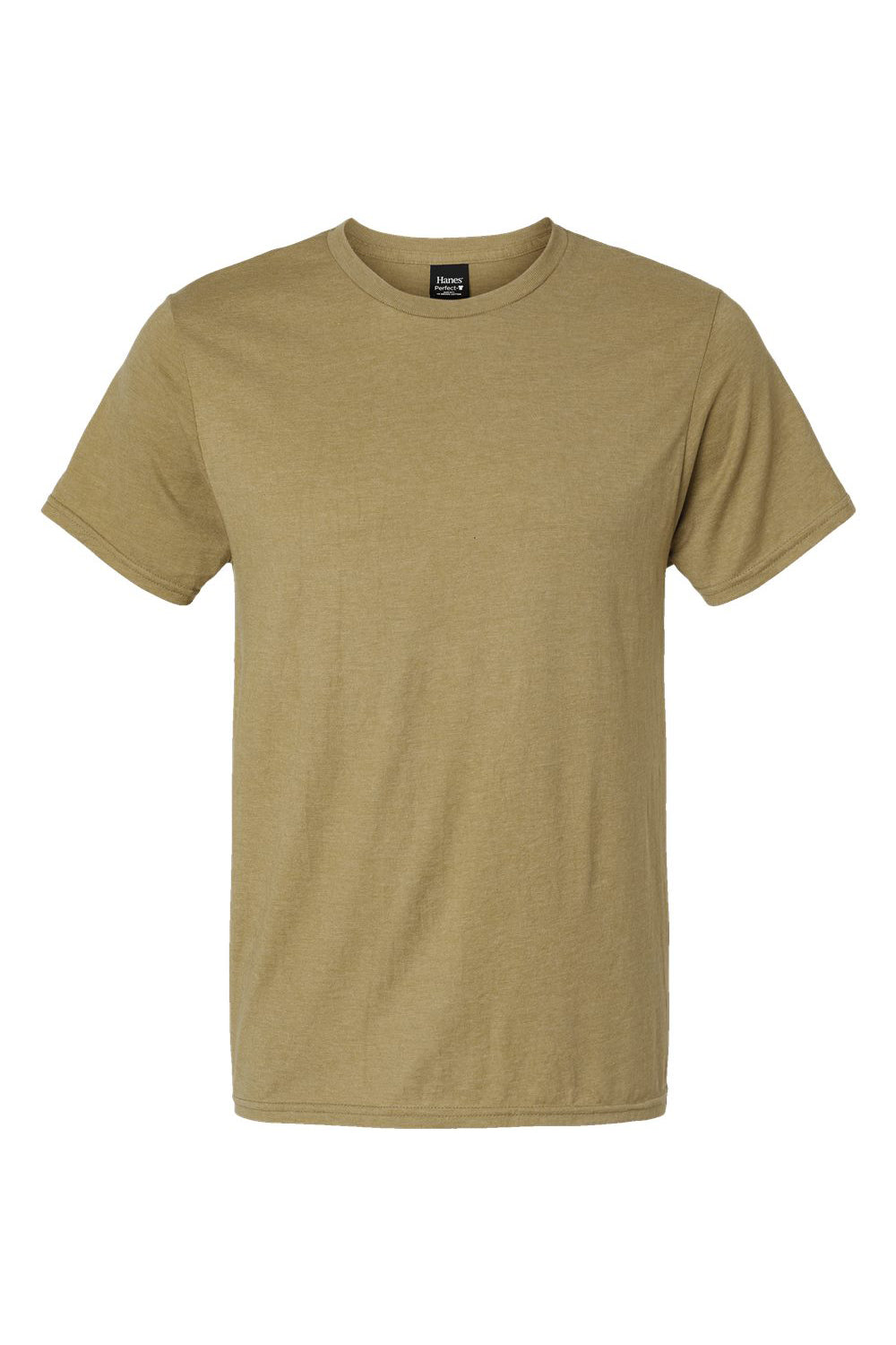 Hanes 4980 Mens Nano-T Short Sleeve Crewneck T-Shirt Heather Brown Sugar Flat Front