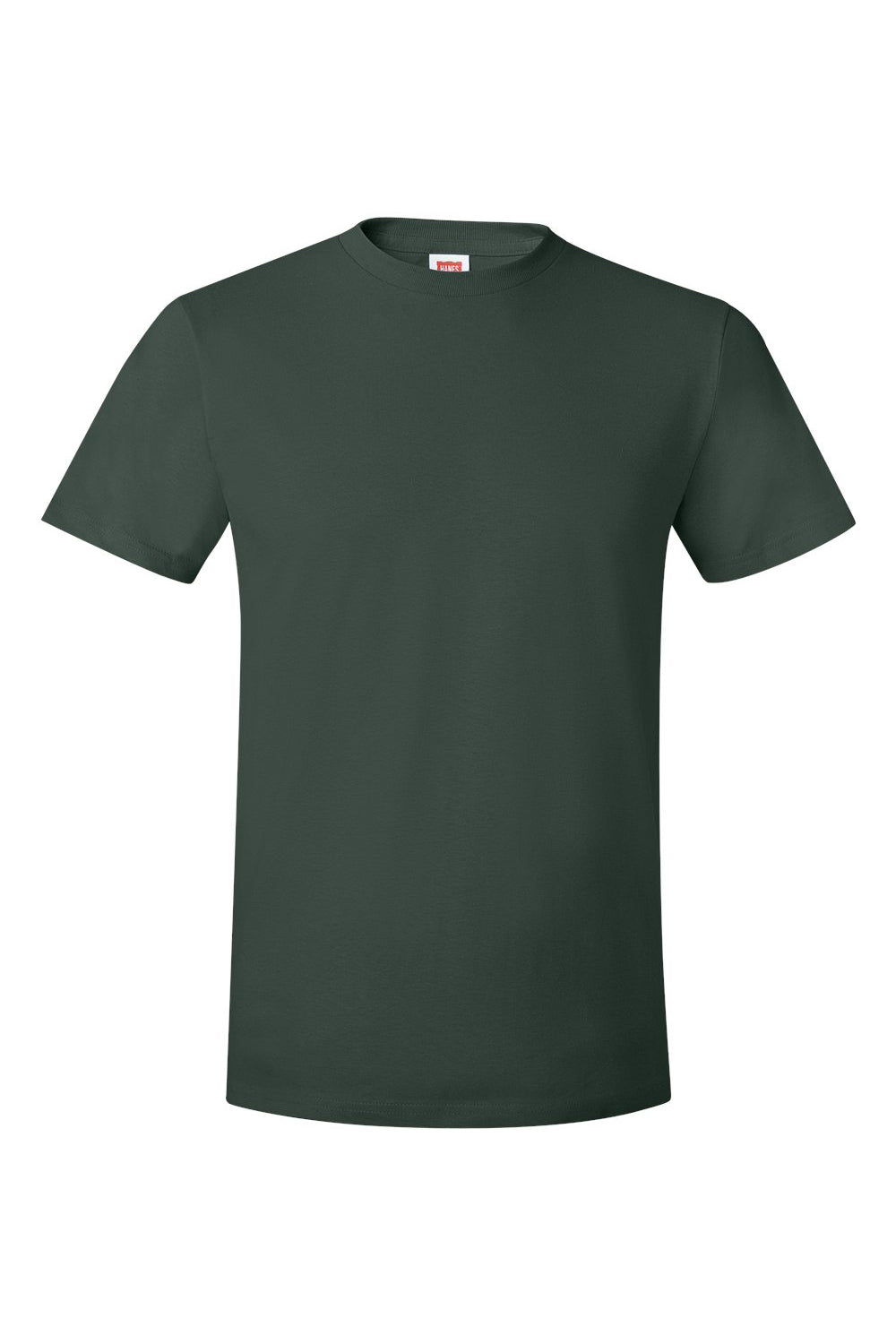 Hanes 4980 Mens Nano-T Short Sleeve Crewneck T-Shirt Deep Forest Green Flat Front