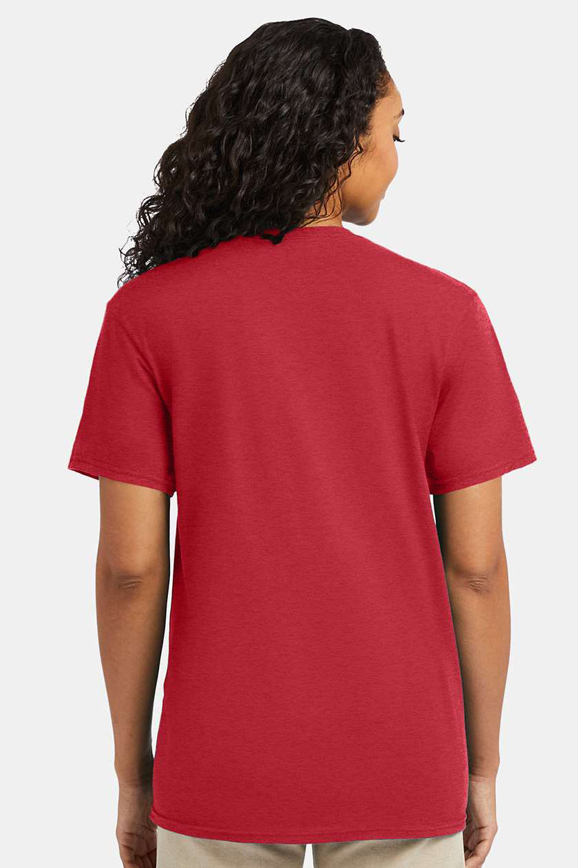 Hanes 4980 Mens Nano-T Short Sleeve Crewneck T-Shirt Heather Red Model Back