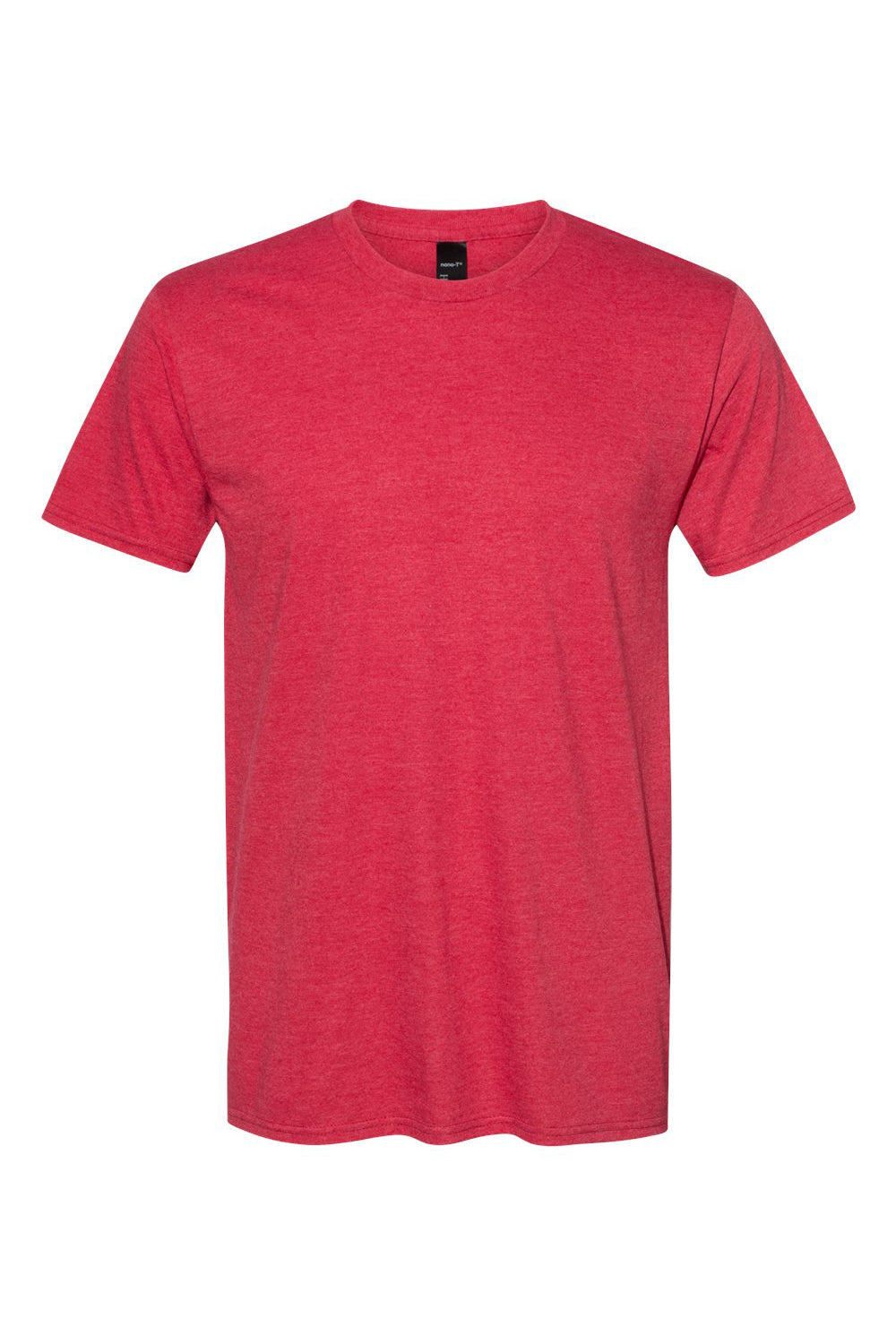 Hanes 4980 Mens Nano-T Short Sleeve Crewneck T-Shirt Heather Red Flat Front