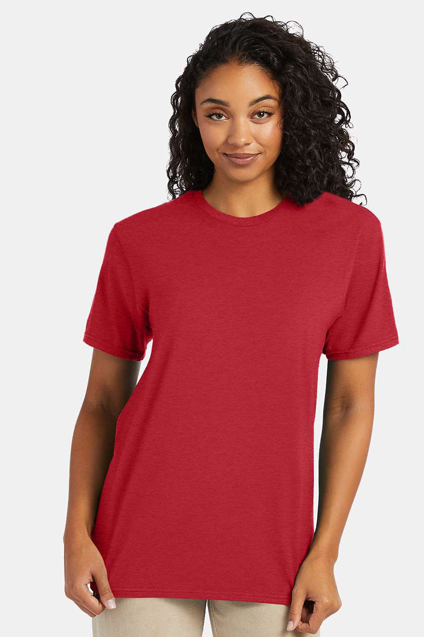 Hanes 4980 Mens Nano-T Short Sleeve Crewneck T-Shirt Heather Red Model Front