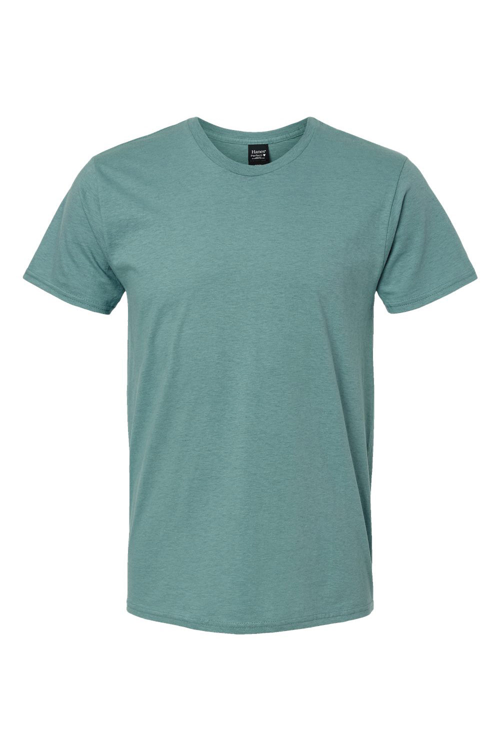 Hanes 4980 Mens Nano-T Short Sleeve Crewneck T-Shirt Marbled Green Clay Flat Front