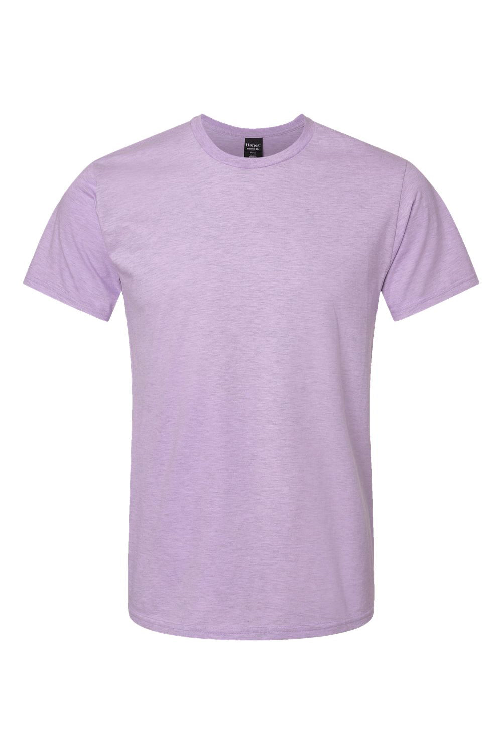 Hanes 4980 Mens Nano-T Short Sleeve Crewneck T-Shirt Marbled Pale Violet Flat Front