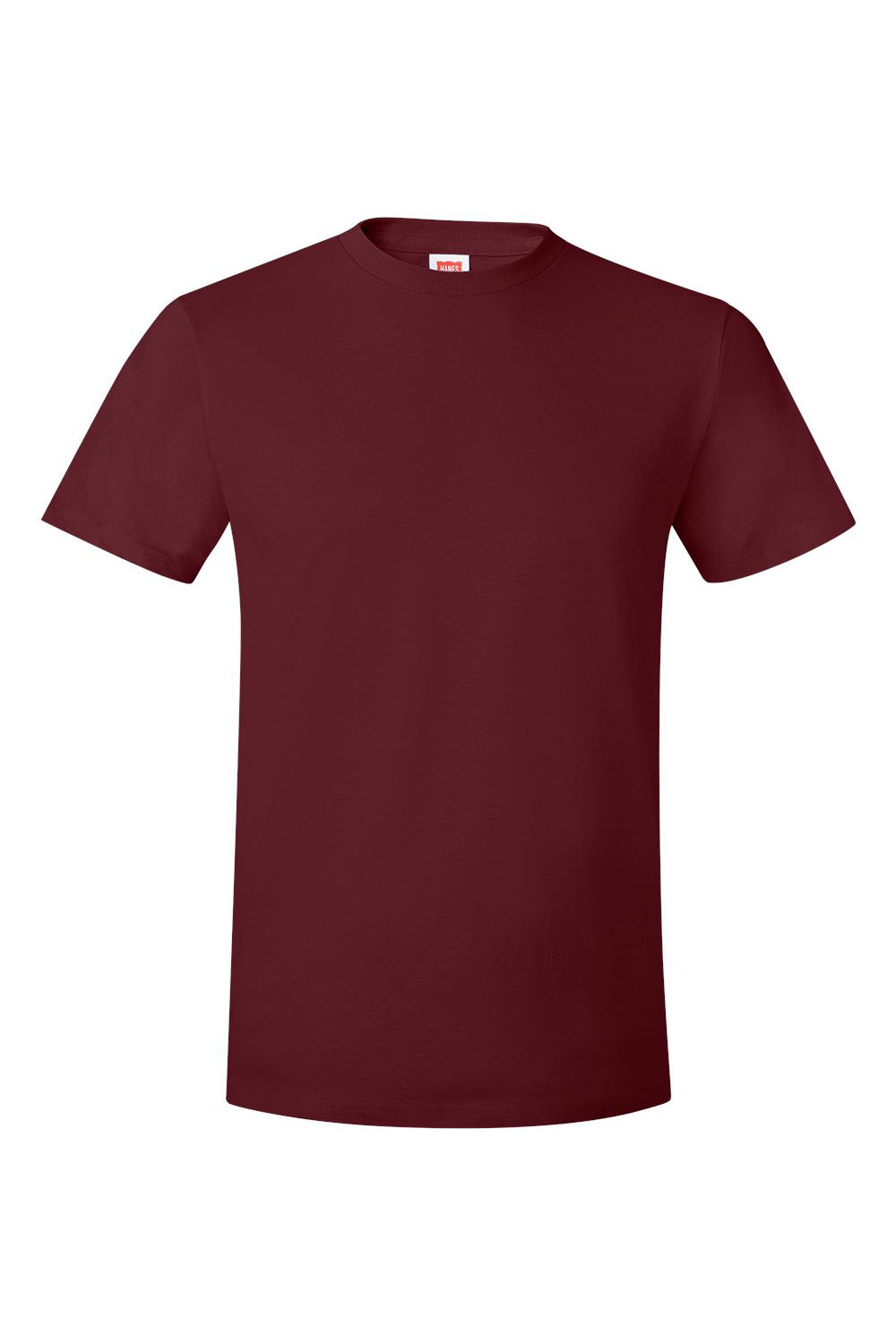 Hanes 4980 Mens Nano-T Short Sleeve Crewneck T-Shirt Maroon Flat Front