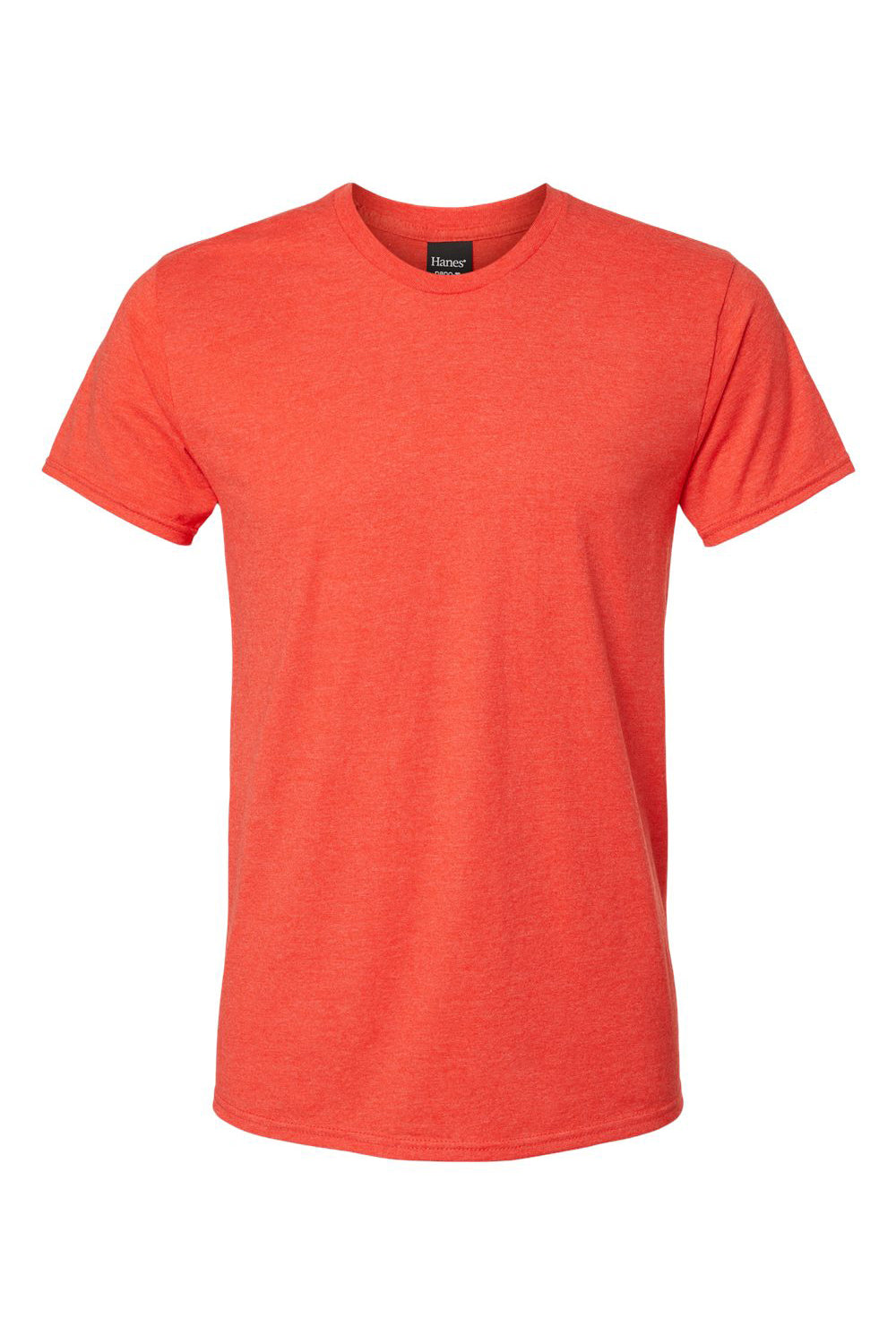 Hanes 4980 Mens Nano-T Short Sleeve Crewneck T-Shirt Heather Poppy Red Flat Front