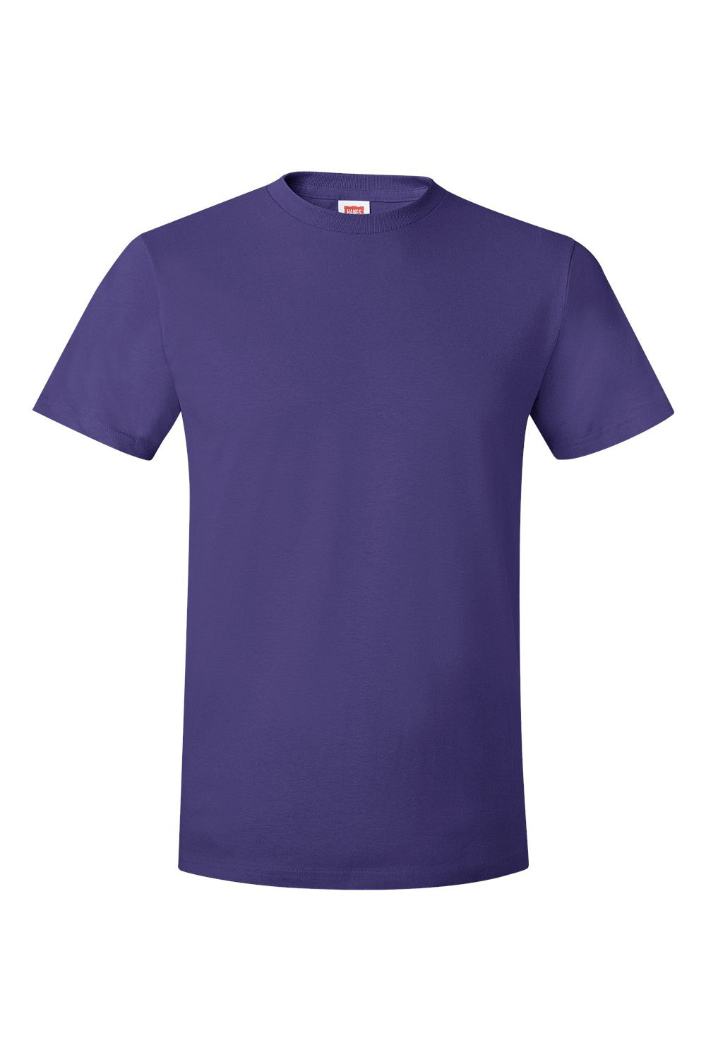 Hanes 4980 Mens Nano-T Short Sleeve Crewneck T-Shirt Purple Flat Front