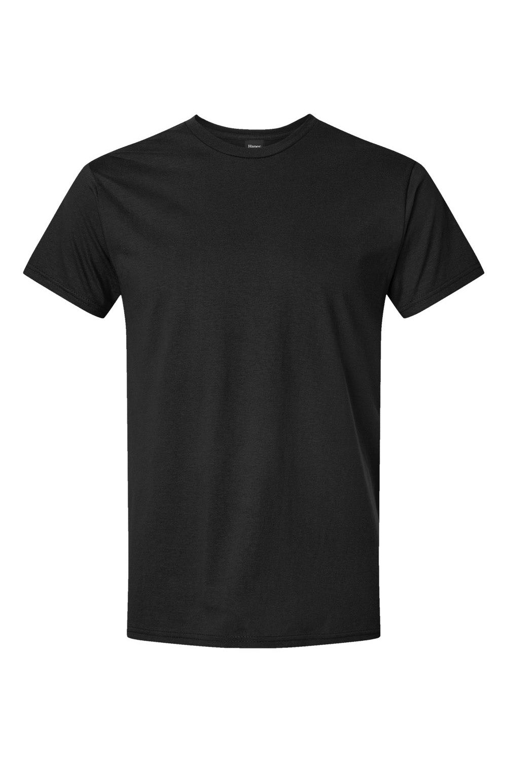 Hanes 498PT Mens Perfect-T PreTreat Short Sleeve Crewneck T-Shirt Black Flat Front