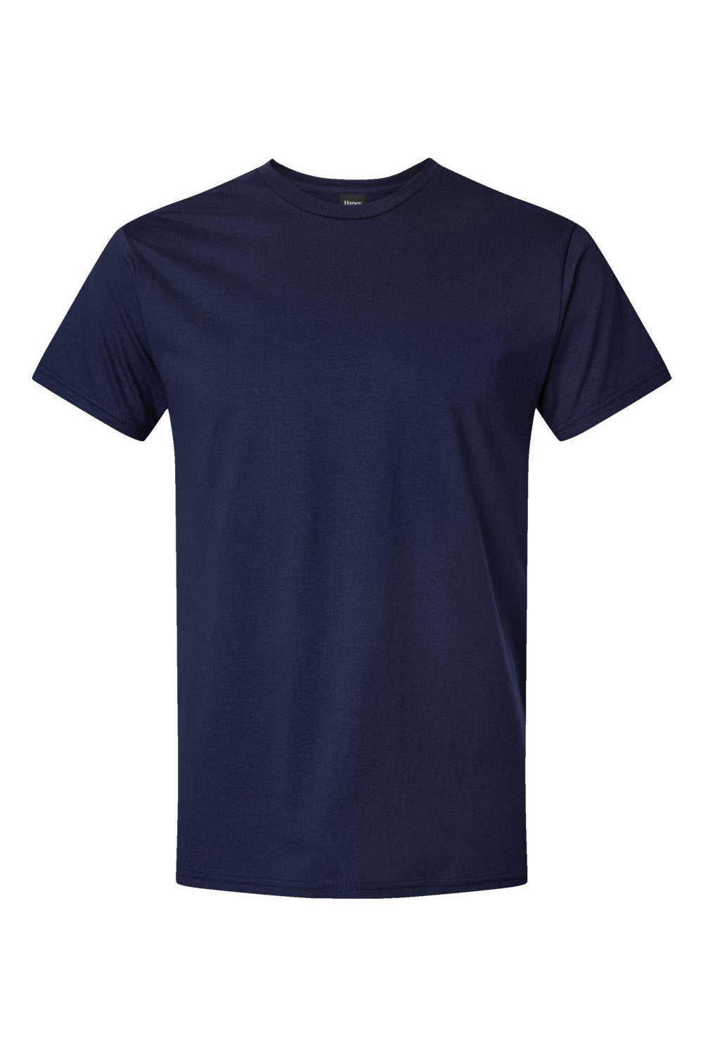 Hanes 498PT Mens Perfect-T PreTreat Short Sleeve Crewneck T-Shirt Navy Blue Flat Front