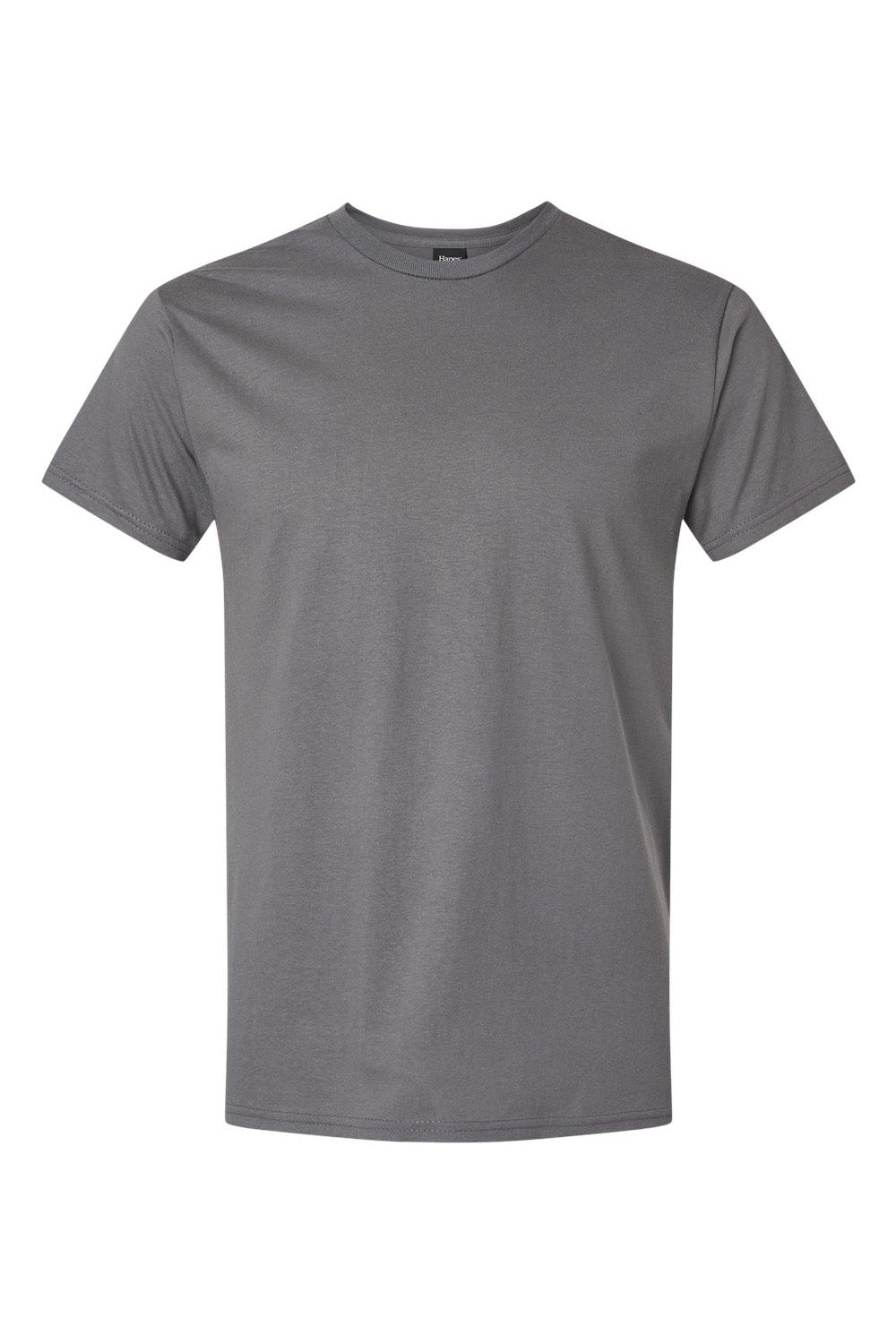 Hanes 498PT Mens Perfect-T PreTreat Short Sleeve Crewneck T-Shirt Smoke Grey Flat Front