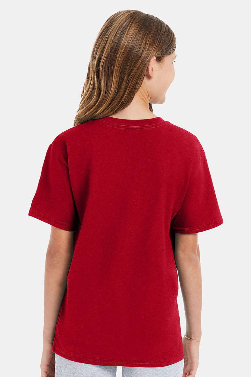 Hanes 498Y Youth Nano-T Short Sleeve Crewneck T-Shirt Deep Red Model Back