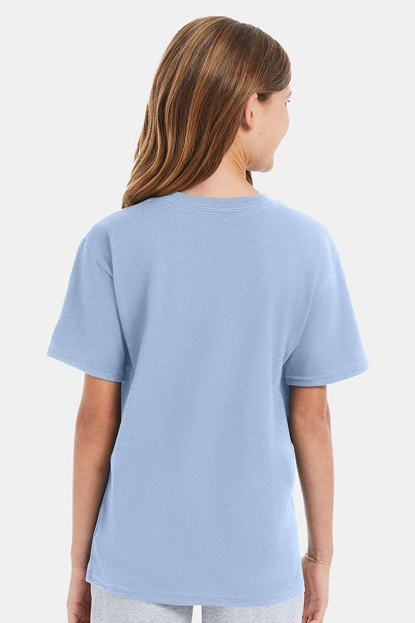 Hanes 498Y Youth Nano-T Short Sleeve Crewneck T-Shirt Light Blue Model Back