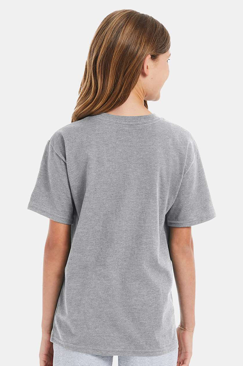 Hanes 498Y Youth Nano-T Short Sleeve Crewneck T-Shirt Light Steel Grey Model Back