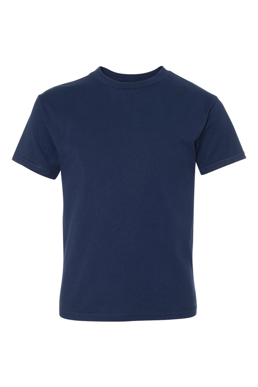 Hanes 498Y Youth Nano-T Short Sleeve Crewneck T-Shirt Navy Blue Flat Front