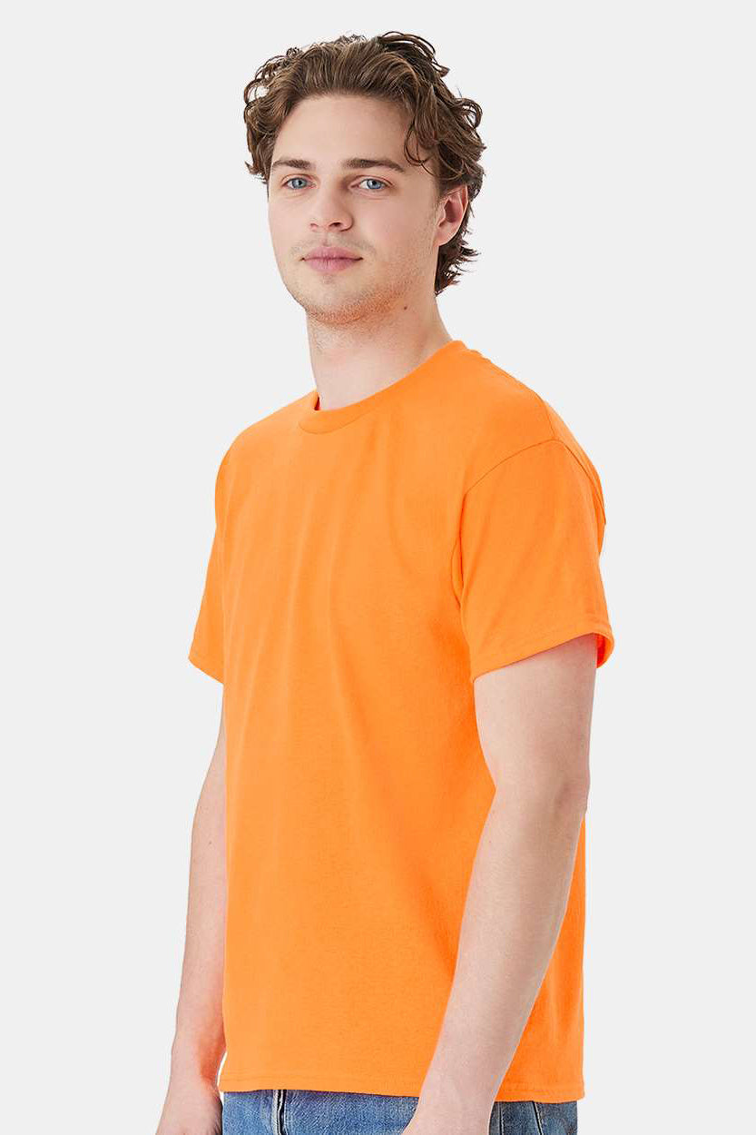 Hanes 5170 Mens EcoSmart Short Sleeve Crewneck T-Shirt Safety Orange Model Side