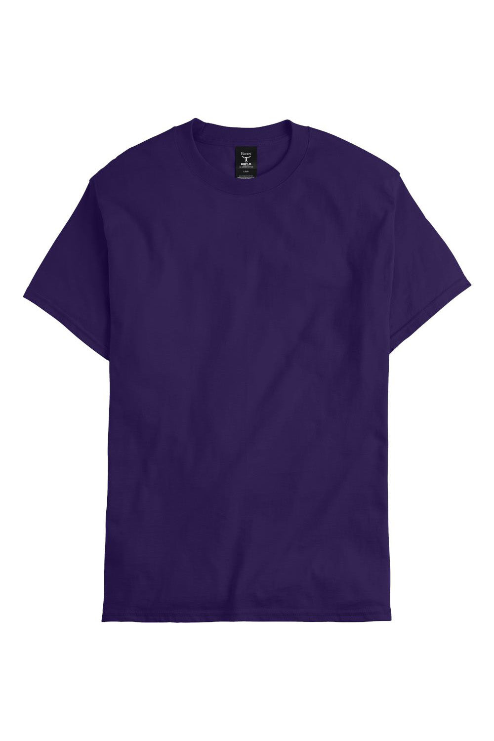 Hanes 5180/518T Mens Beefy-T Short Sleeve Crewneck T-Shirt Grape Smash Purple Flat Front