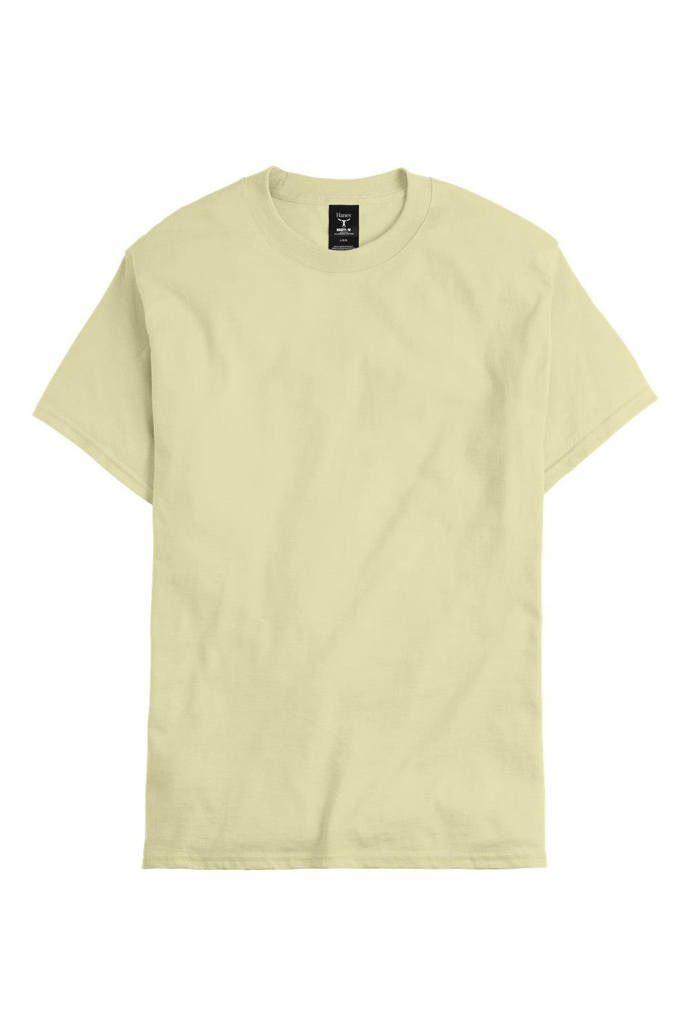 Hanes 5180/518T Mens Beefy-T Short Sleeve Crewneck T-Shirt Lemon Meringue Yellow Flat Front