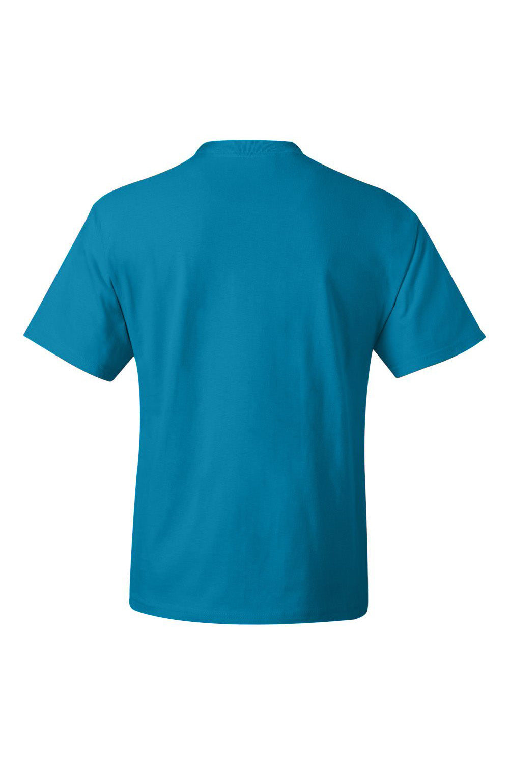 Hanes 5180/518T Mens Beefy-T Short Sleeve Crewneck T-Shirt Teal Blue Flat Back