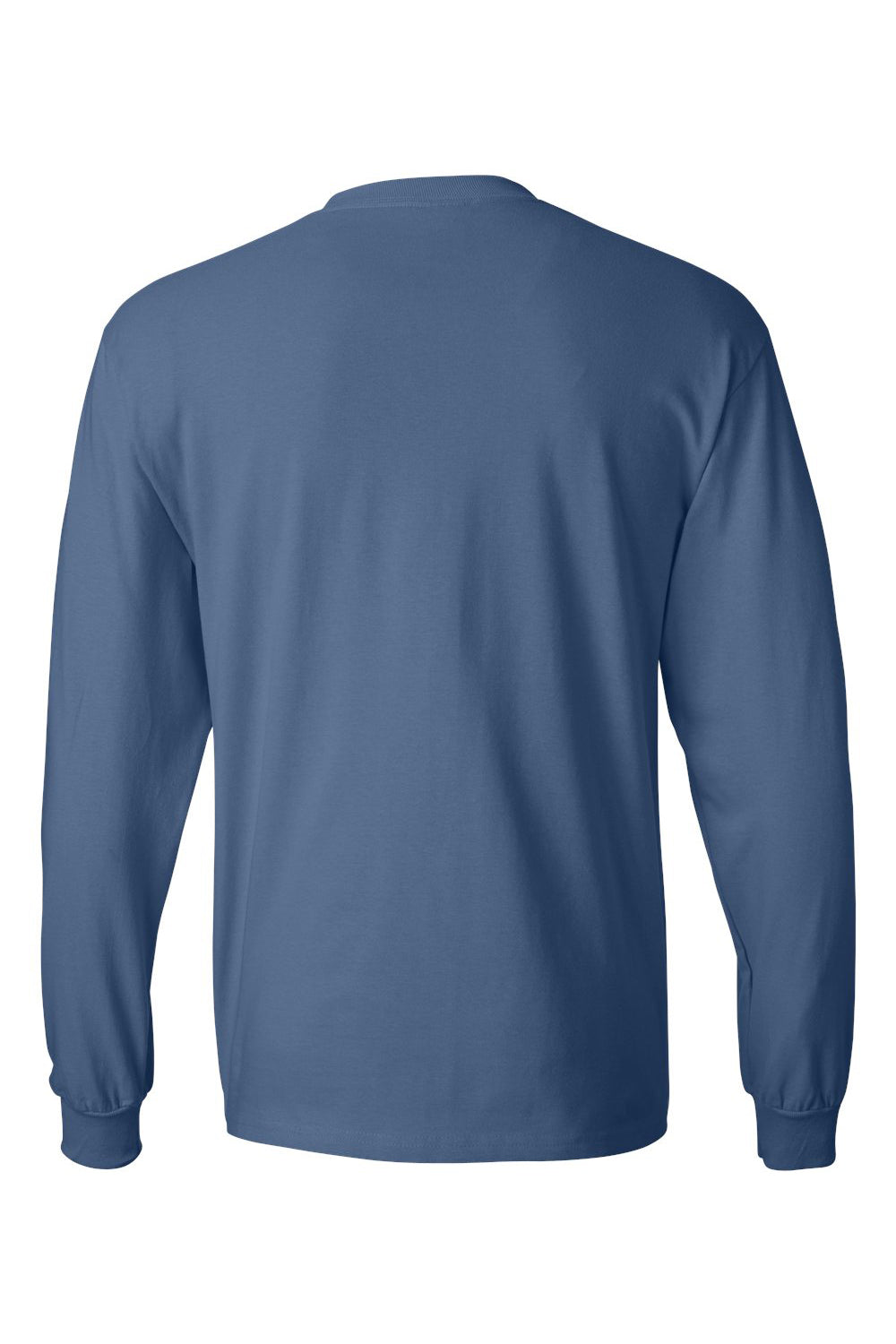 Hanes 5186 Mens Beefy-T Long Sleeve Crewneck T-Shirt Denim Blue Flat Back